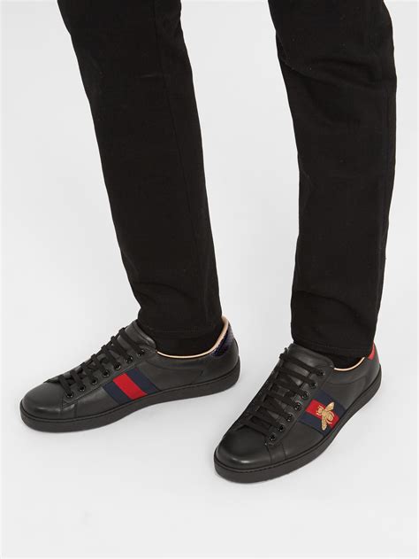 black gucci ace bee|gucci ace sneakers bee review.